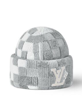 Louis Vuitton LV Crush Damoflage Pearls Beanie Light Gray
